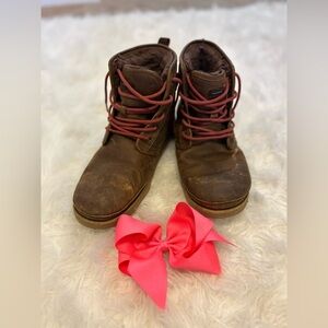 Boots! Great for a hike on a cold day!